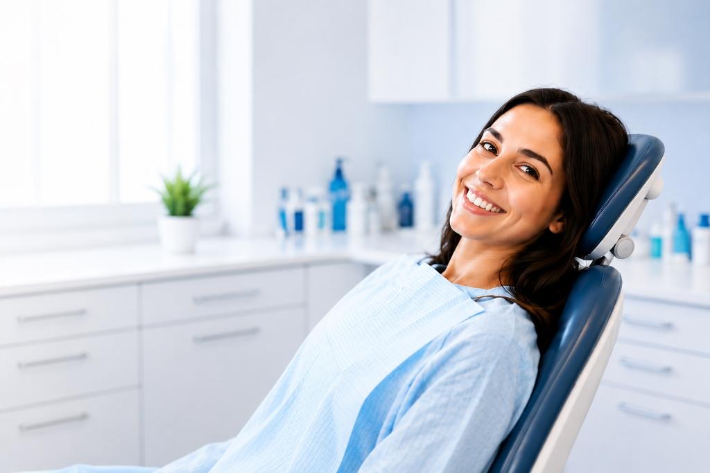 Smiling woman in dental chair